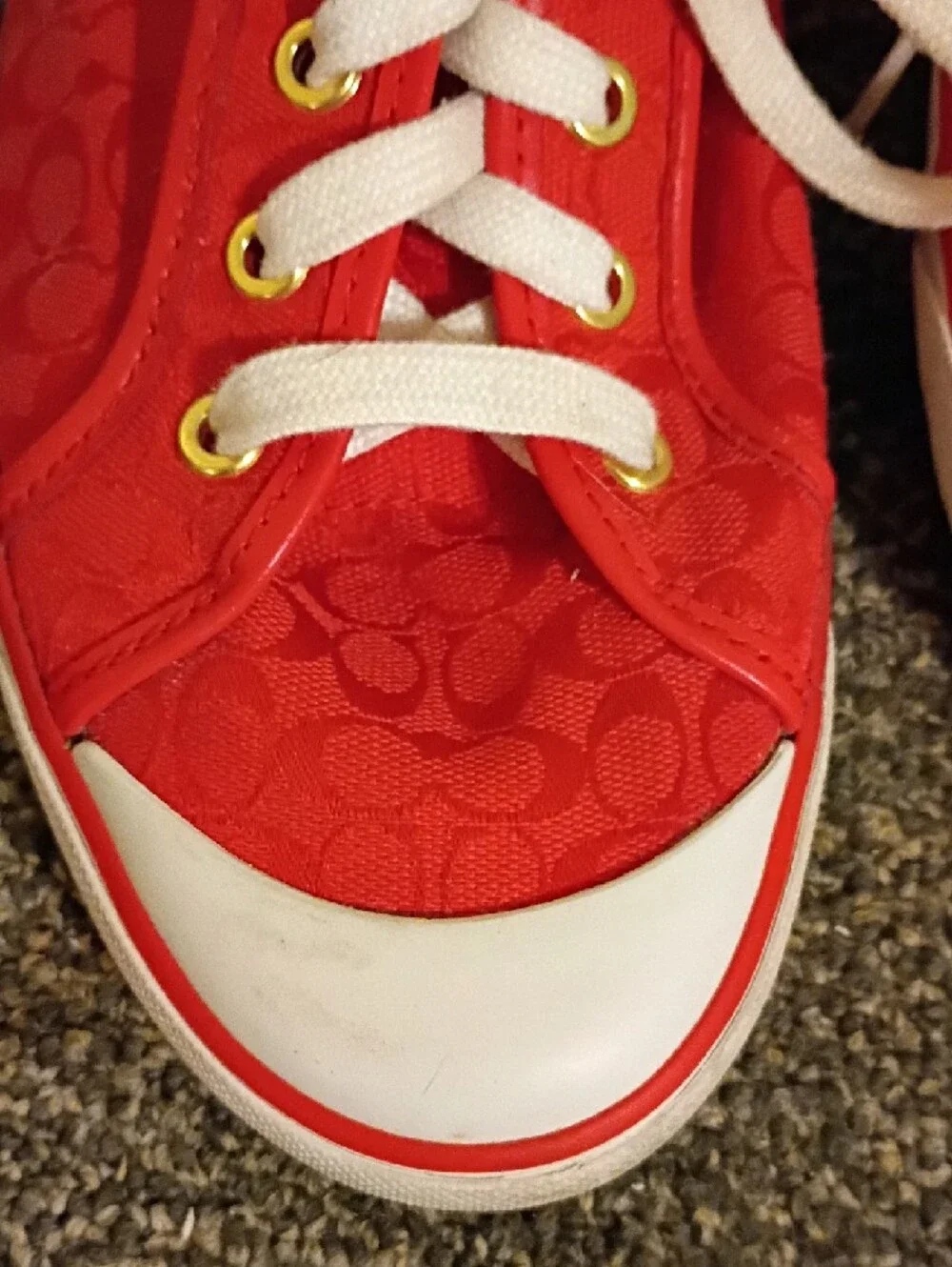 Coach Red Signature Canvas Lace-Up Sneakers Size 11